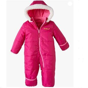 Pink Platinum Baby Girl Winter Puffer Snowsuit One-Piece With Hood Size 18/24M